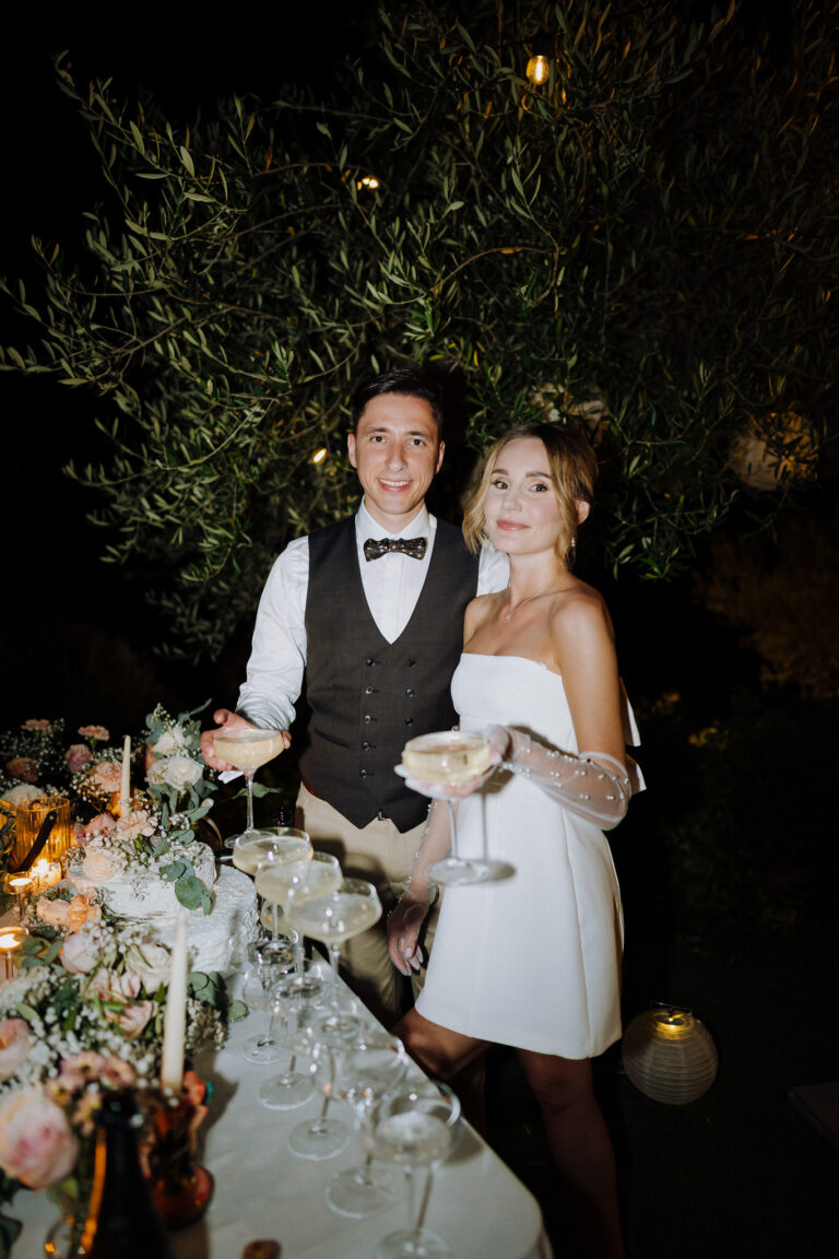 Bride and groom night portrait, Lake Garda celebration