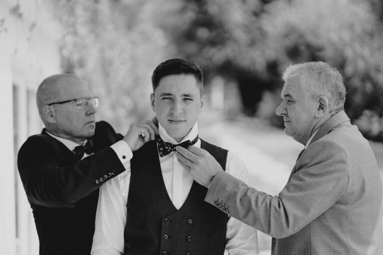 dad and groom moment during the preparations, lake Garda