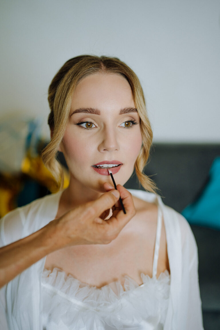 Bride portrait in soft light, destination wedding Lake Garda