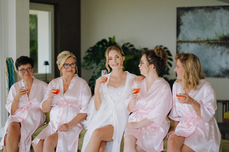 Bridesmaids group portrait, Lake Garda wedding morning