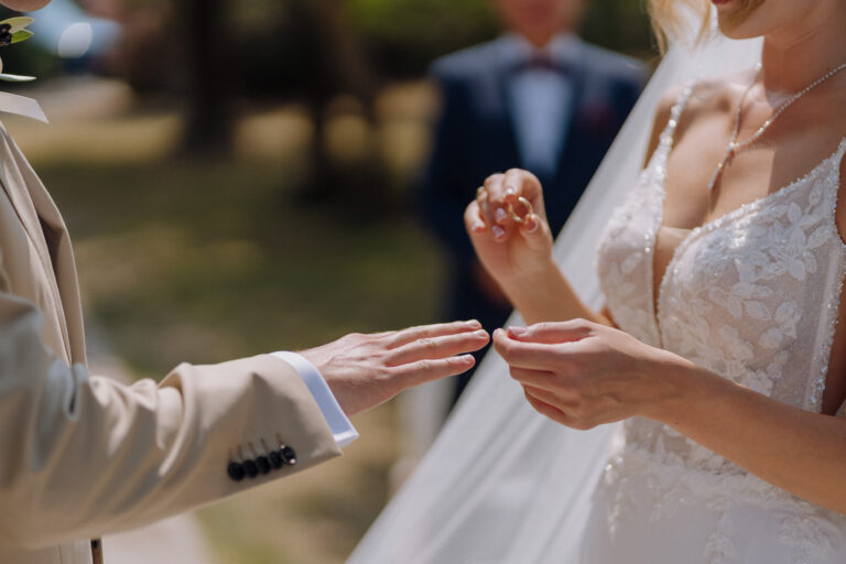 Close-up of hands during the ceremony, Lake Garda