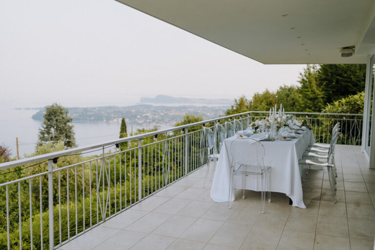 Terrace view over Lake Garda during the wedding reception