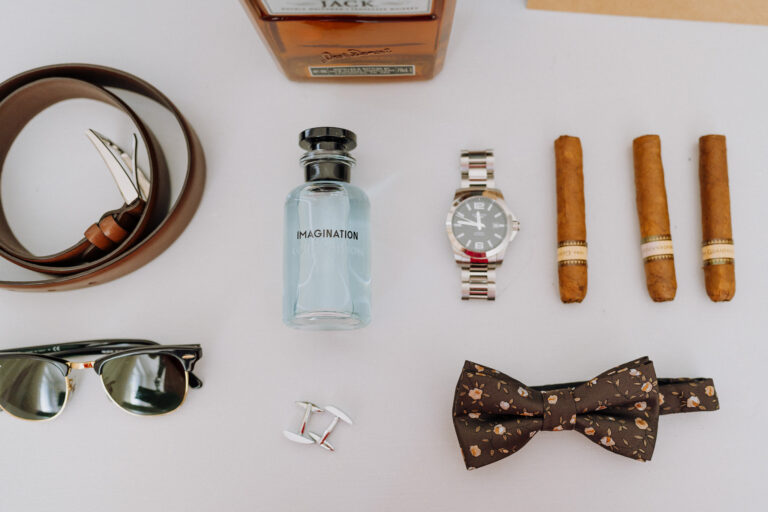 Wedding accessories flat lay, Lake Garda destination wedding