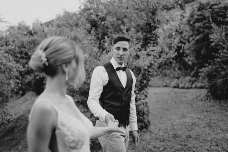 Black and white couple portrait, romantic mood