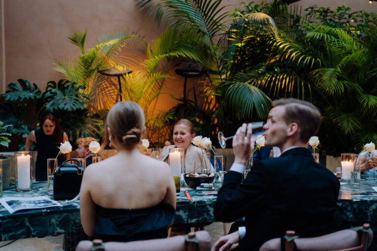 Six Senses Rome dinner space filled with greenery, an indoor-garden feeling