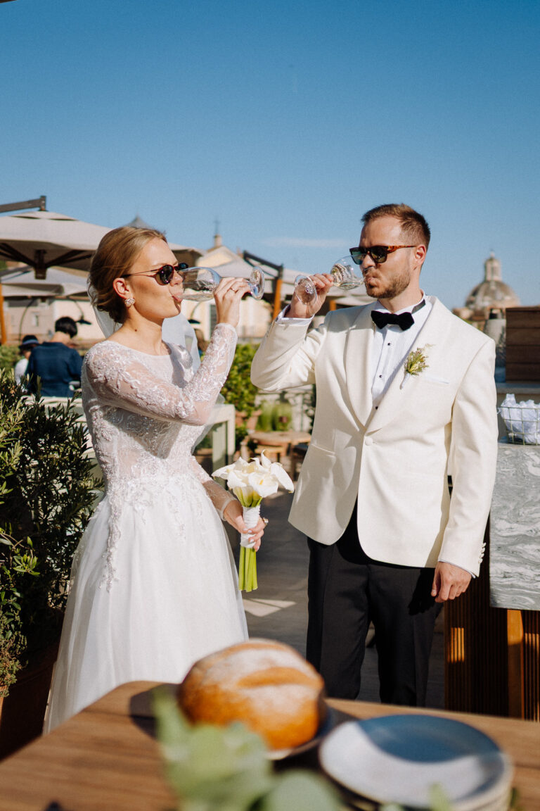 Aperitivo on the Six Senses Rome terrace, guests relaxing in warm light