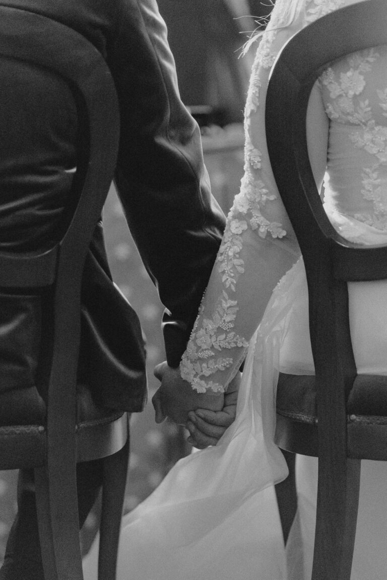 Emotional wedding moment inside Palazzo San Bernardino, Tivoli.