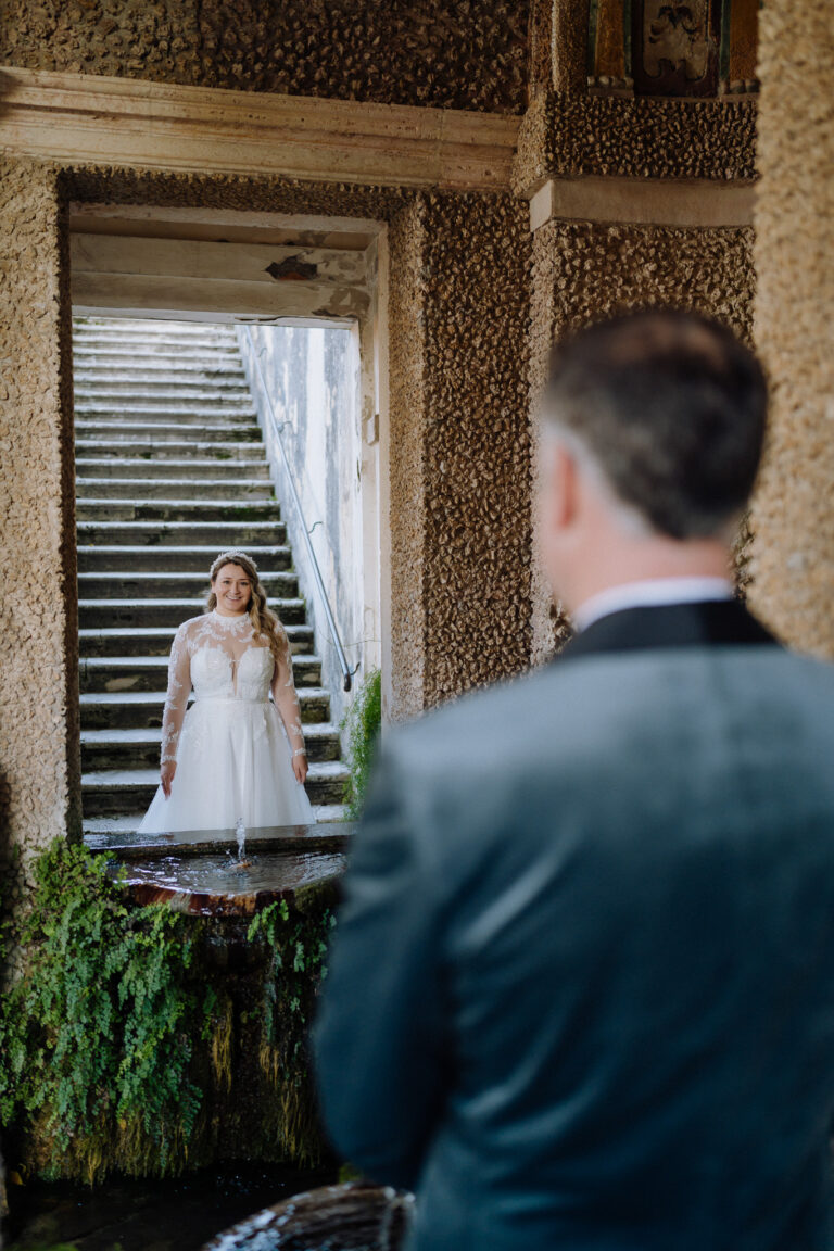 Candid groom portrait in Tivoli, Italy, documentary wedding storytelling.
