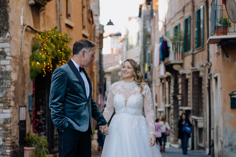 Intimate couple portrait in Tivoli, Italy, natural connection and warm tones