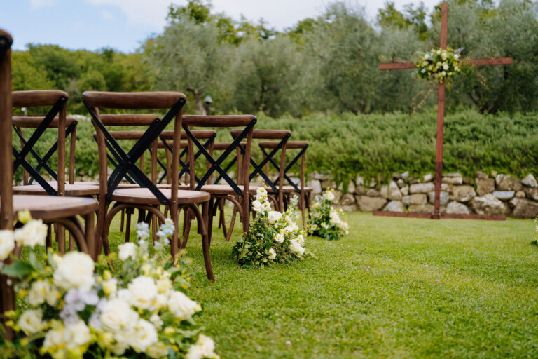 Ceremony setup in the Chianti countryside at Podere Ferrale