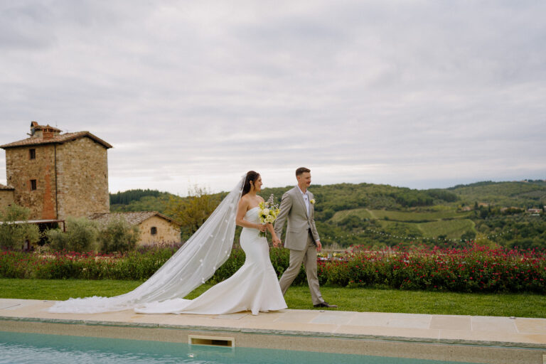 Bride and groom portrait at Podere Ferrale in Radda in Chianti