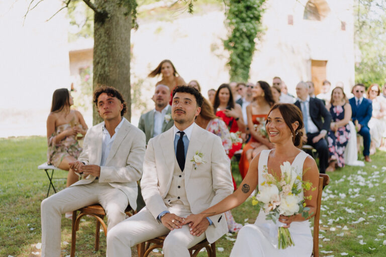 Guests seated for ceremony at Villa Cini, Tuscany