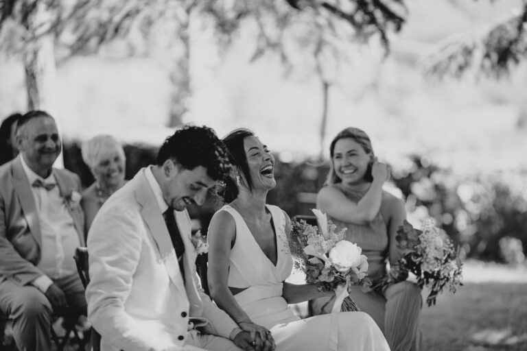 Emotional ceremony moment, black and white