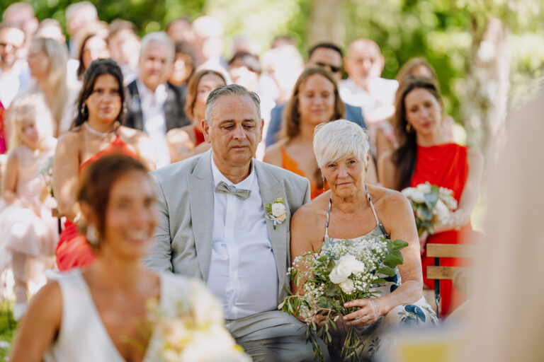Guests watching the ceremony, Tuscany wedding