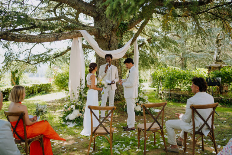Wedding ceremony setup at Villa Cini, Tuscany