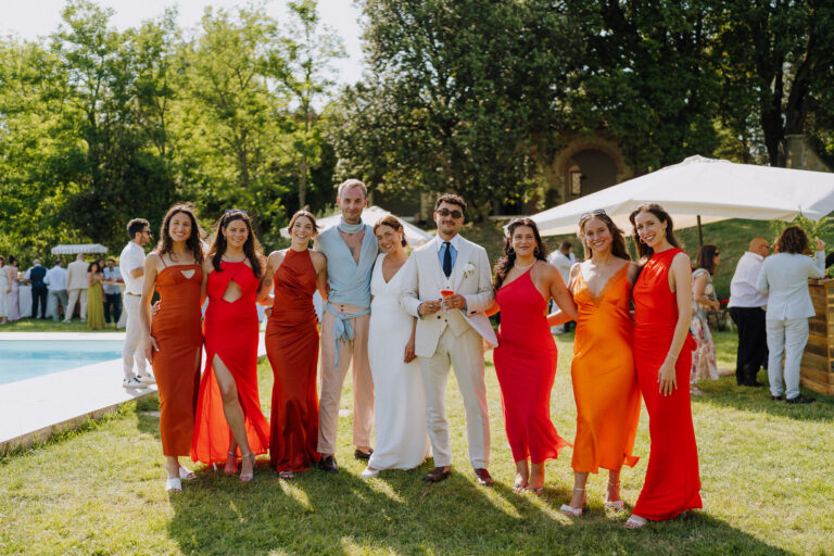 Guests portrait outdoors, Tuscany wedding