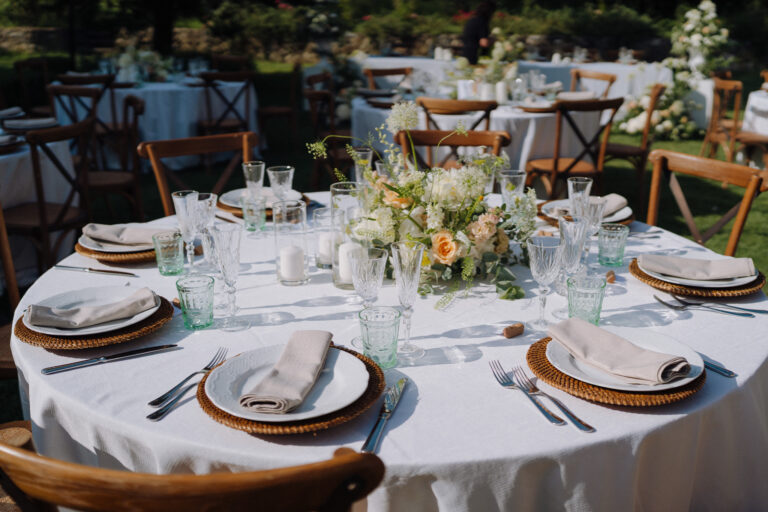 table settings for dinner wedding villa cini
