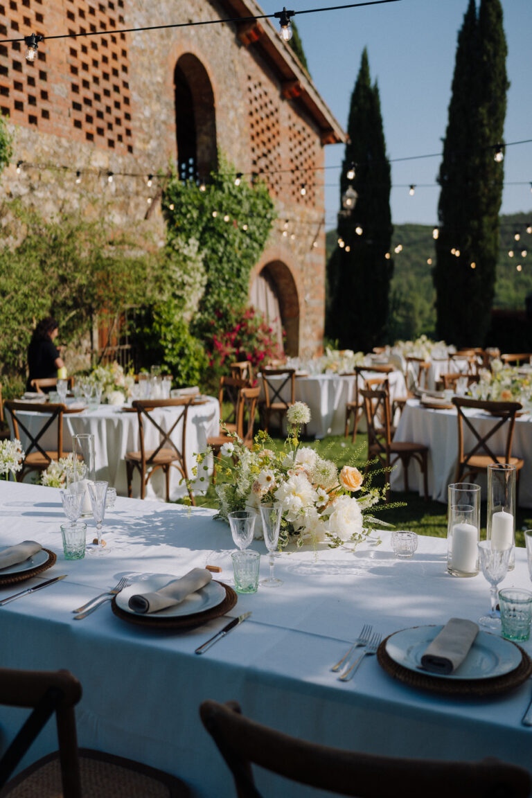table settings for dinner wedding villa cini