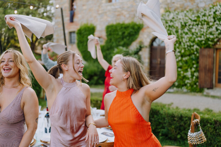 Guests dancing and celebrating, Tuscany