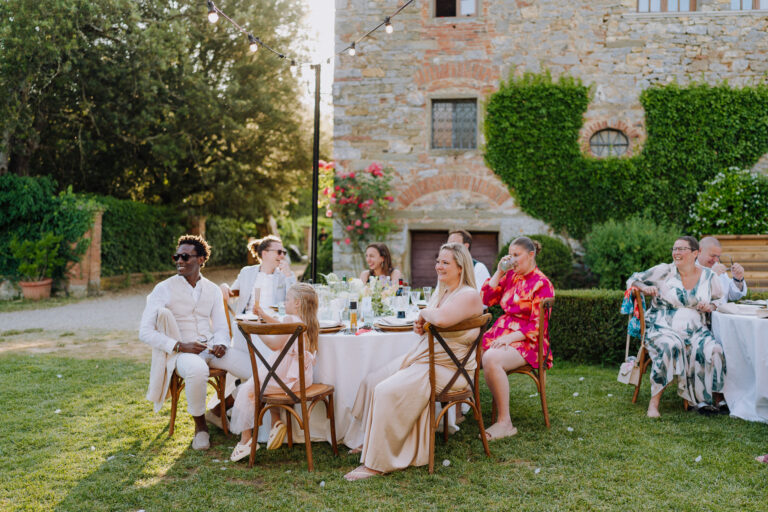 Outdoor dinner conversation, Villa Cini